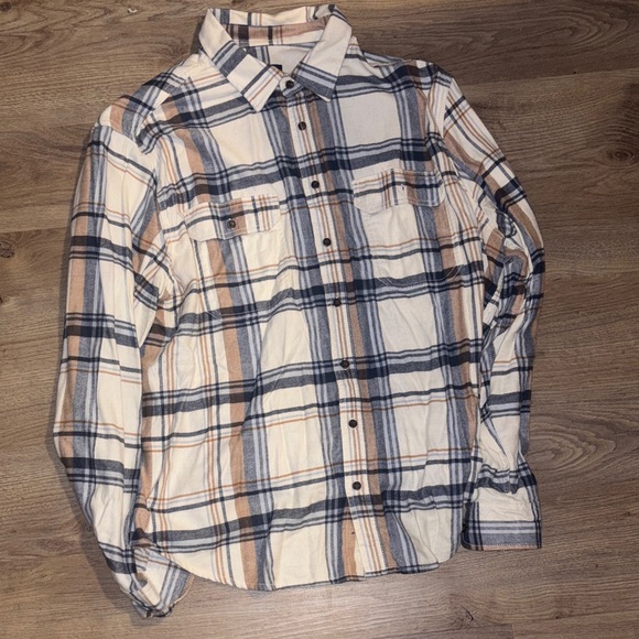 George Other - George Men's Casual Plaid Shirt in Cream and Navy